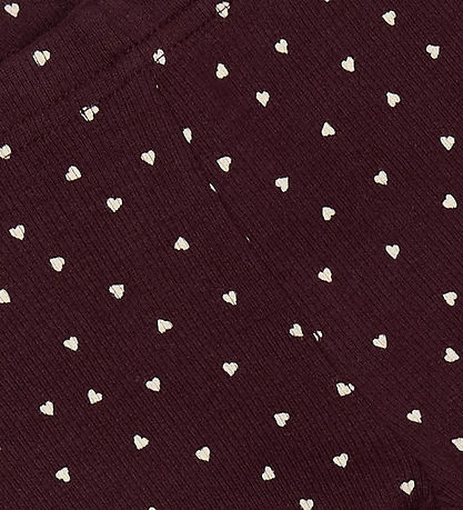 Petit Piao Leggings - Rib - Modal - Dark Grape w. Hearts Petit Piao Leggings - Rib - Modal - Dark Grape w. Hearts