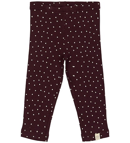 Petit Piao Leggings - Rib - Modal - Dark Grape w. Hearts Petit Piao Leggings - Rib - Modal - Dark Grape w. Hearts