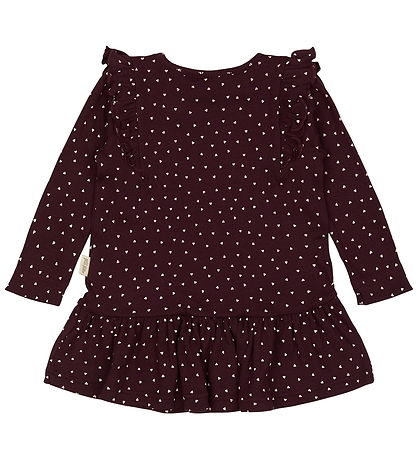 Petit Piao Dress - Rib - Modal - Dark Grape w. Hearts