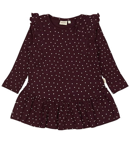 Petit Piao Dress - Rib - Modal - Dark Grape w. Hearts