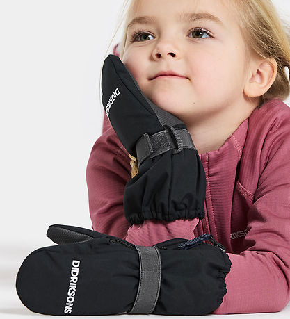 Didriksons Mittens w. Fleece - Biggles Zip - Black w. Zipper