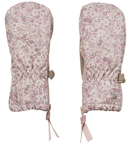 Wheat Mittens w. Fleece - Rose Dust Flowers w. Zipper
