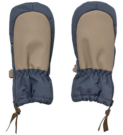 Wheat Mittens w. Fleece - Grey Blue w. Zipper