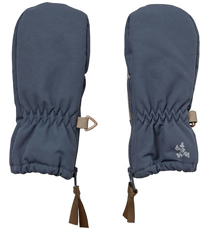 Wheat Mittens w. Fleece - Grey Blue w. Zipper