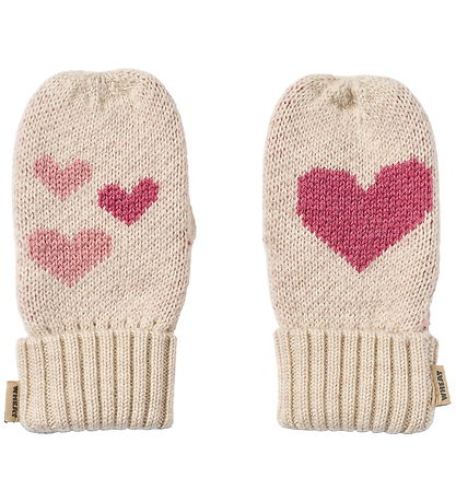Wheat Mittens - Wool - Jacquard - Towsi - Offwhite Melange w. He