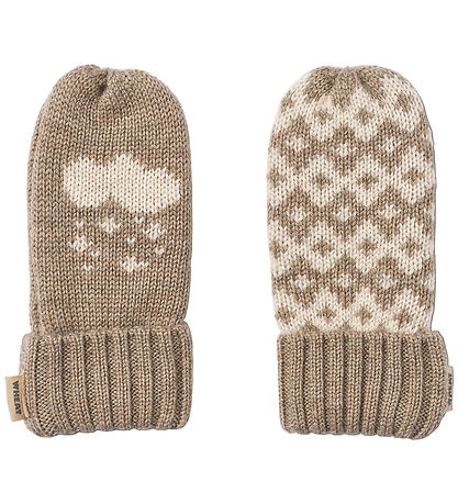 Wheat Mittens - Wool - Jacquard - Towsi - Grey Camel Melange w. 