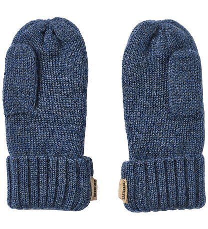 Wheat Mittens - Wool - Jacquard - Towsi - Blue w. Animals