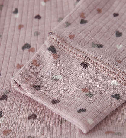 Name It Leggings - Wool/Modal - Rib - NbfWomi - Shadow Gray/Dots