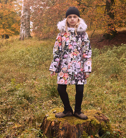 Molo Winter Coat - Peace - Flower Art w. Faux Fur