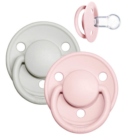 BIBS De Lux Pacifiers - Onesize - 2-Pack - Round - Haze/Blossom