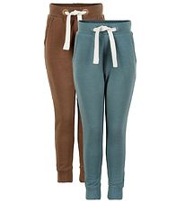 Minymo Sweatpants - 2-Pack - Toffee/Aqua Green Minymo Sweatpants - 2-Pack - Toffee/Aqua Green