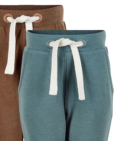 Minymo Joggebukser - 2-pack - Karamell/Aquagrønn