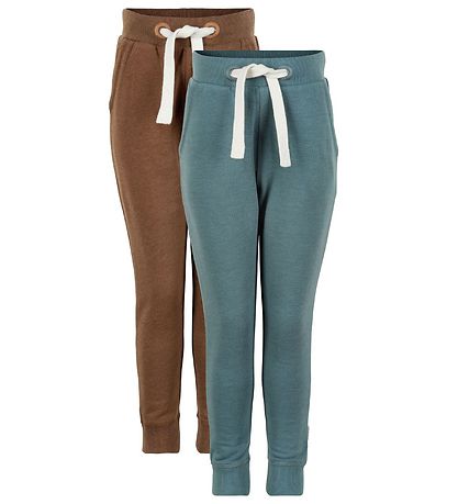 Minymo Joggebukser - 2-pack - Karamell/Aquagrønn