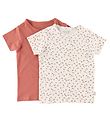 Minymo T-skjorte - 2-pack - Canyon Rose/Hvit m. Blomster Minymo T-skjorte - 2-pack - Canyon Rose/Hvit m. Blomster