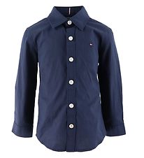 Tommy Hilfiger Shirt - Solid Stretch - Organic - Twilight Navy Tommy Hilfiger Shirt - Solid Stretch - Organic - Twilight Navy