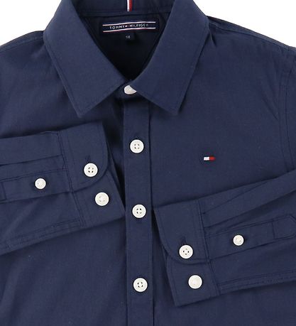 Tommy Hilfiger Shirt - Solid Stretch - Organic - Twilight Navy Tommy Hilfiger Shirt - Solid Stretch - Organic - Twilight Navy