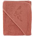 Nørgaard Madsens Baby towel - 100x100 cm - Dusty Red w. Bird