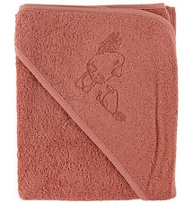 Nørgaard Madsens Baby towel - 100x100 cm - Dusty Red w. Bird Nørgaard Madsens Baby towel - 100x100 cm - Dusty Red w. Bird
