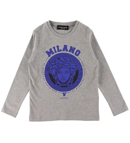 Versace Long Sleeve Top - Medusa - Grey Melange/Blue Versace Long Sleeve Top - Medusa - Grey Melange/Blue