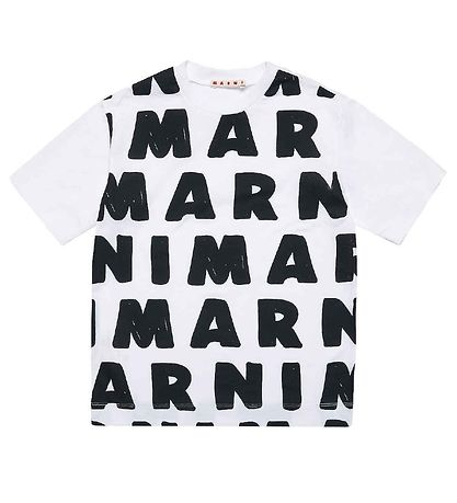 Marni T-shirt - Vit m. AOP Logo