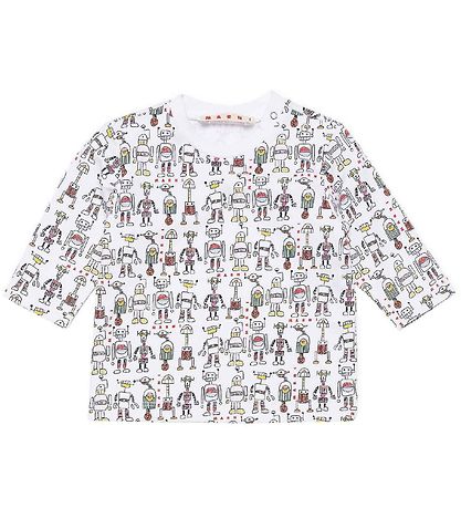 Ensemble de Pyjama Marni - Tout - Blanc av. Robots Ensemble de Pyjama Marni - Tout - Blanc av. Robots