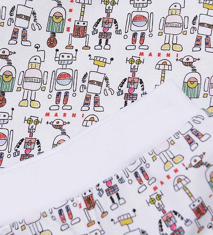 Ensemble de Pyjama Marni - Tout - Blanc av. Robots Ensemble de Pyjama Marni - Tout - Blanc av. Robots