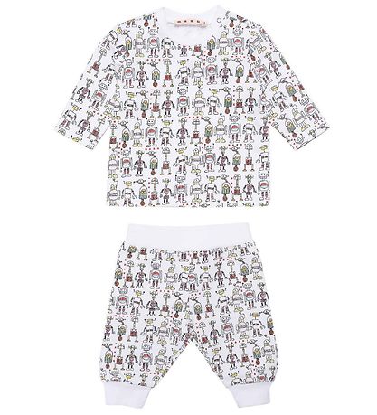 Ensemble de Pyjama Marni - Tout - Blanc av. Robots Ensemble de Pyjama Marni - Tout - Blanc av. Robots