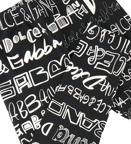 Dolce & Gabbana Leggings - DG Next - Sort m. AOP-Logo