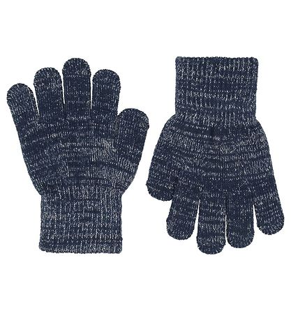 Melton Gloves - Knitted - 2-Pack - Grey/Navy w. Glitter Melton Gloves - Knitted - 2-Pack - Grey/Navy w. Glitter