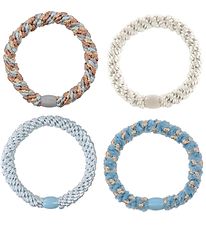 Kknekki Elastic Hair Bands - 4-Pack - Blue/White/Glitter