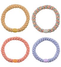 Kknekki Elastic Hair Bands - 4-Pack - Pink/Purple/Yellow/Glitter