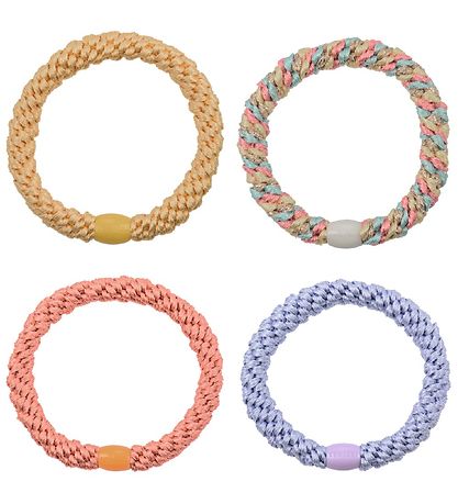 Kknekki Elastic Hair Bands - 4-Pack - Pink/Purple/Yellow/Glitter