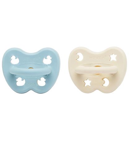 Hevea Pacifiers - 0-3 Mths. - 2-Pack - Natural Rubber - Baby Blu