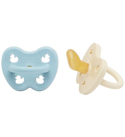 Hevea Pacifiers - 0-3 Mths. - 2-Pack - Natural Rubber - Baby Blu