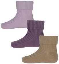 Minymo Socks - 3-Pack - Rib - Very Grape Minymo Socks - 3-Pack - Rib - Very Grape