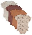 Pippi Baby Bodysuits k/æ - 4-Pack - Burlwood Pippi Baby Bodysuits k/æ - 4-Pack - Burlwood