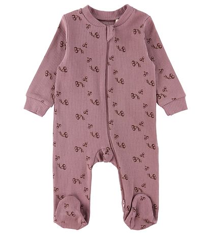 Fixoni Nightsuit w. Zipper/Feet - Grape Shake w. Print