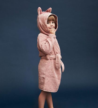 Pippi Baby Bathrobe - Misty Rose w. Fox Pippi Baby Bathrobe - Misty Rose w. Fox