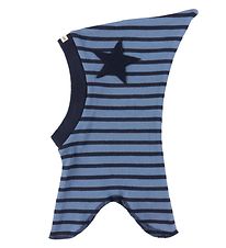 Racing Kids Balaclava - 1-lag - Støvet Blå/Marine Stripet m. Sti