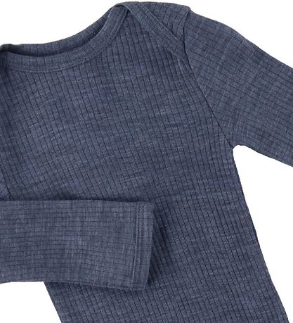Smallstuff Romper l/s - Wol - Denim Gemeleerd