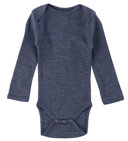 Smallstuff Romper l/s - Wol - Denim Gemeleerd