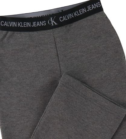 Calvin Klein Byxor - Punto Logo Tape Flare - Mörkgråmelerad