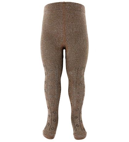 Minymo Strømpebukser - 2-pack - Svart/Brun m. Glitter