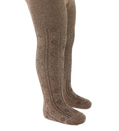 Minymo Strømpebukser - 2-pack - Svart/Brun m. Glitter
