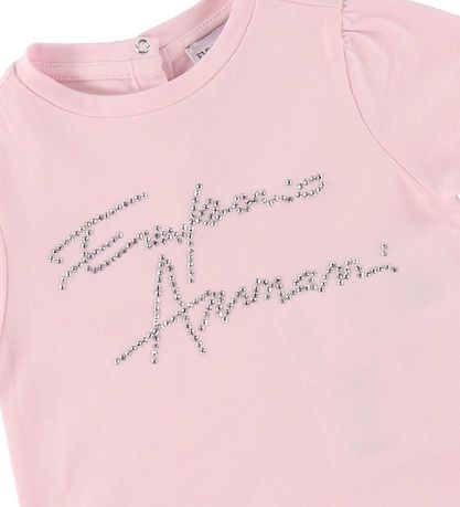 Emporio Armani Stuttermabolur - Bleikt M. Silfur/Rhinestone