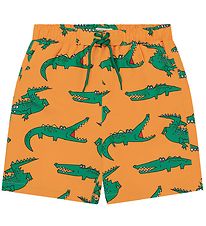 Stella McCartney Kids Swim Shorts - Orange/Green w. Crocodiles