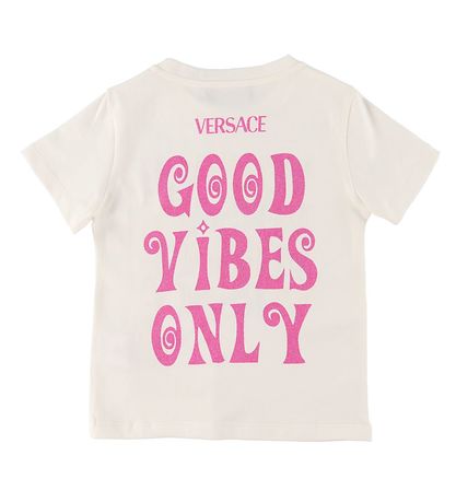 Versace T-Shirt - Wit m. Multicolour_/Roze