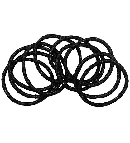 Little Wonders Elastic Hair Bands - Pink - 10-Pack - Black Glitt