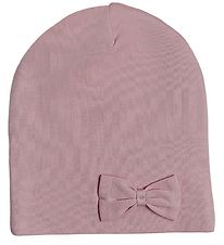 Racing Kids Beanie - 2-layer - Dusty Rose w. Bow