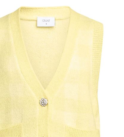 Grunt Waistcoat - Knitted - Mia - Yellow w. Checs